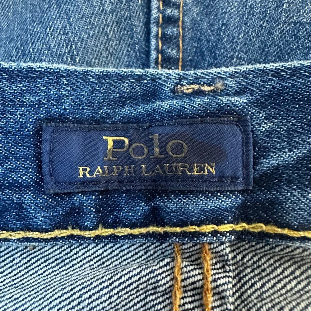 NEW Polo Ralph Lauren Varick Slim Straight Jeans Mens 48x32 Blue Graphic Patch